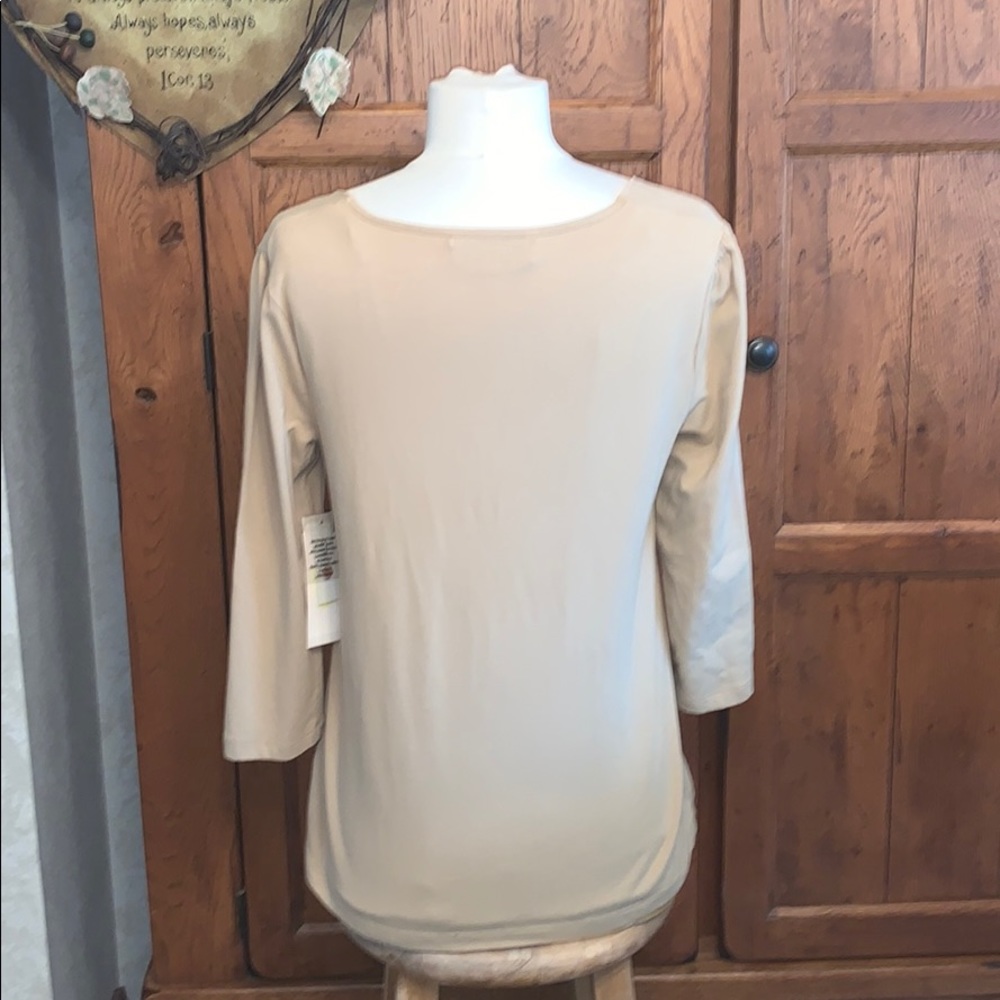 🆕Tan Henley type Top🌿JONES NY Sport 3/4 Sleeve - Picture 3 of 8